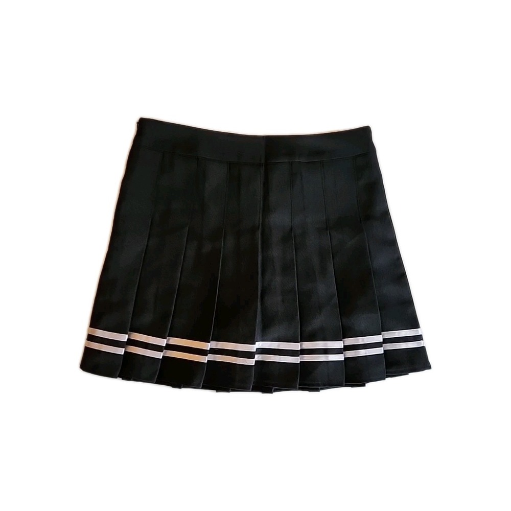 Fashion Womens Mini Skort Sz L Black Pleated Schoolgirl Academia Cosplay Preppy